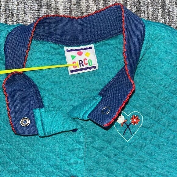 Circo Girls Pajama Set Size 4T Blue Green Quilted Embroidered Cute Long Sleeves - Picture 3 of 14
